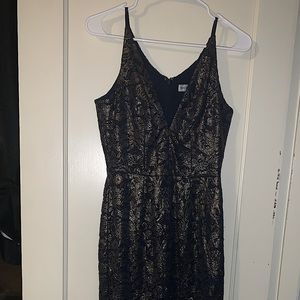 Navy Lace Dress w/ Plunging Neckline
